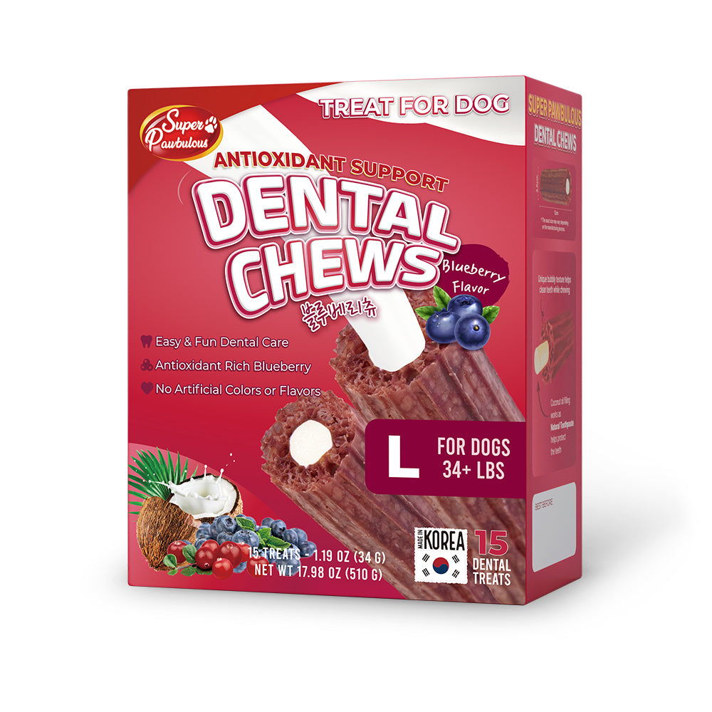 Blueberry Chew, Antioxidant Support, Dental Care Dog Treats (Available in S/M/L)